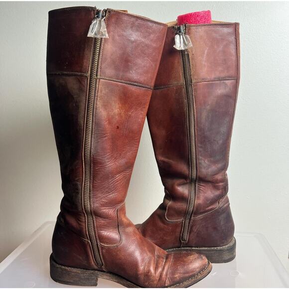 Frye Jayden Button Redwood Brown Knee High Leather Riding Boots Size 8 Women’s - Picture 6 of 8